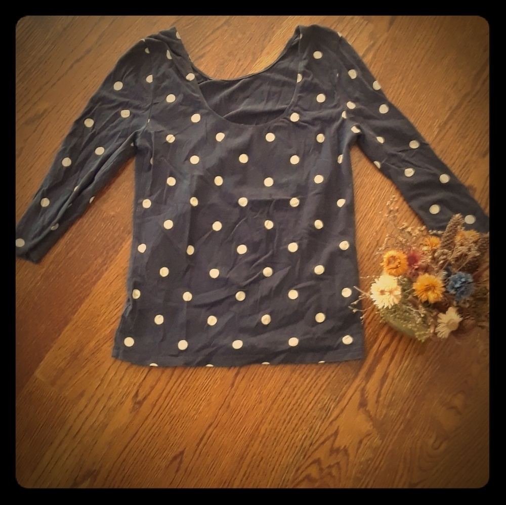 Navy Polka Dot Top